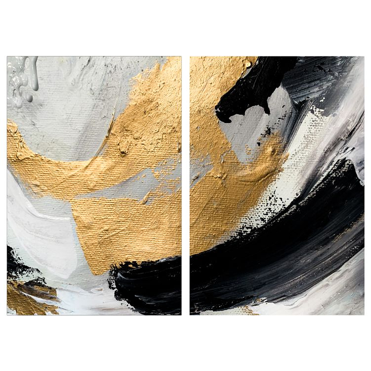 Quadro Decorativo Preto Dourado Kit com 2 Quadros 2