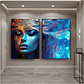 Quadro Decorativo Mulher Azul Kit com 2 Quadros - Thumbnail 1