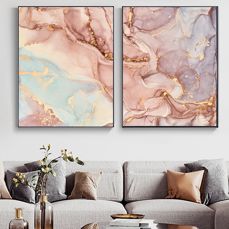 Quadro Decorativo Rosa Azul Kit com 2 Quadros 1