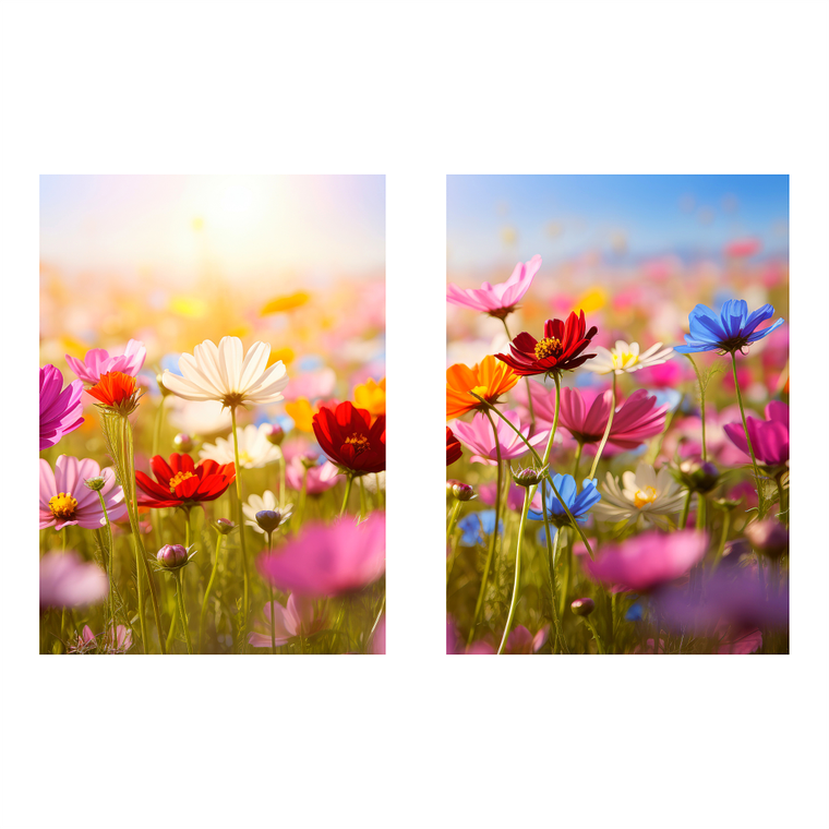 Quadro Decorativo Flores Cores Kit com 2 Quadros 2