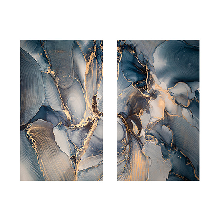 Quadro Decorativo Azul Impacto Kit com 2 Quadros  2