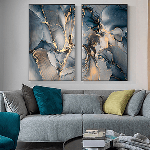 Quadro Decorativo Azul Impacto Kit com 2 Quadros 