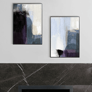 Quadro Decorativo Abstrato Tons Azul Kit com 2 Quadros