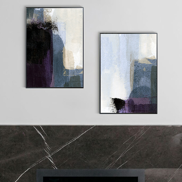 Quadro Decorativo Abstrato Tons Azul Kit com 2 Quadros 1