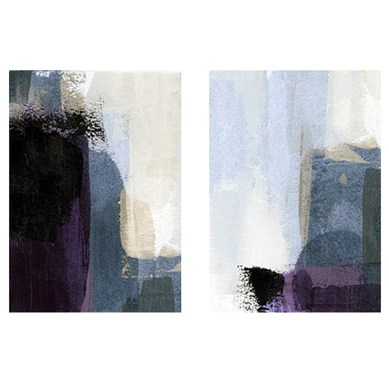 Quadro Decorativo Abstrato Tons Azul Kit com 2 Quadros 2