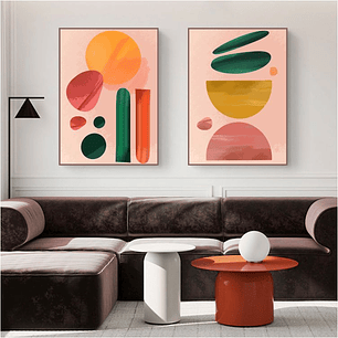 Quadro Decorativo Minimalista Coral Kit com 2 Quadros