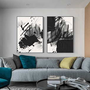 Quadro Decorativo Preto Branco Kit com 2 Quadros