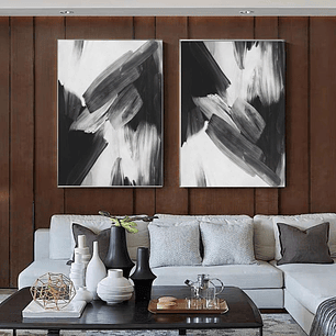 Quadro Decorativo Preto Branco Risque Kit com 2 Quadros