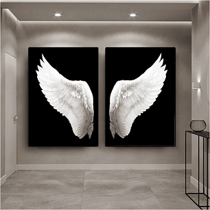 Quadro Decorativo Asas Anjo Kit com 2 Quadros
