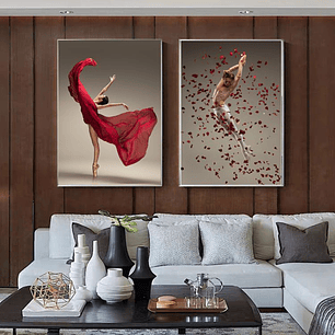 Quadro Decorativo Ballet Red Kit com 2 Quadros