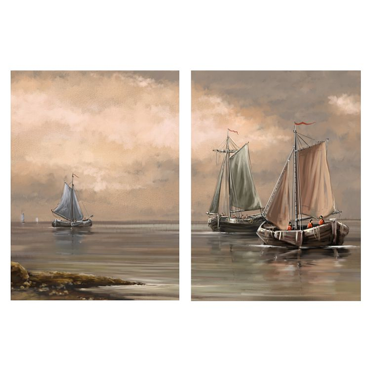 Quadro Decorativo Barcos Nude Kit com 2 Quadros 2