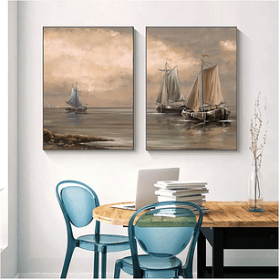 Quadro Decorativo Barcos Nude Kit com 2 Quadros