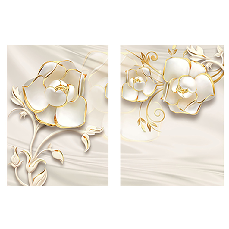 Quadro Decorativo Flor Branca Kit com 2 Quadros 2