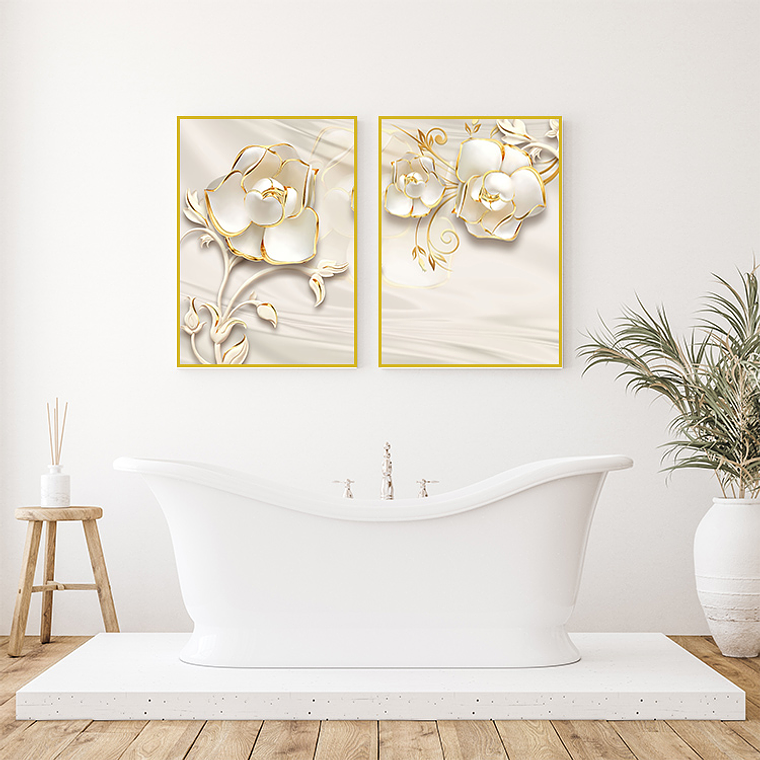 Quadro Decorativo Flor Branca Kit com 2 Quadros 1