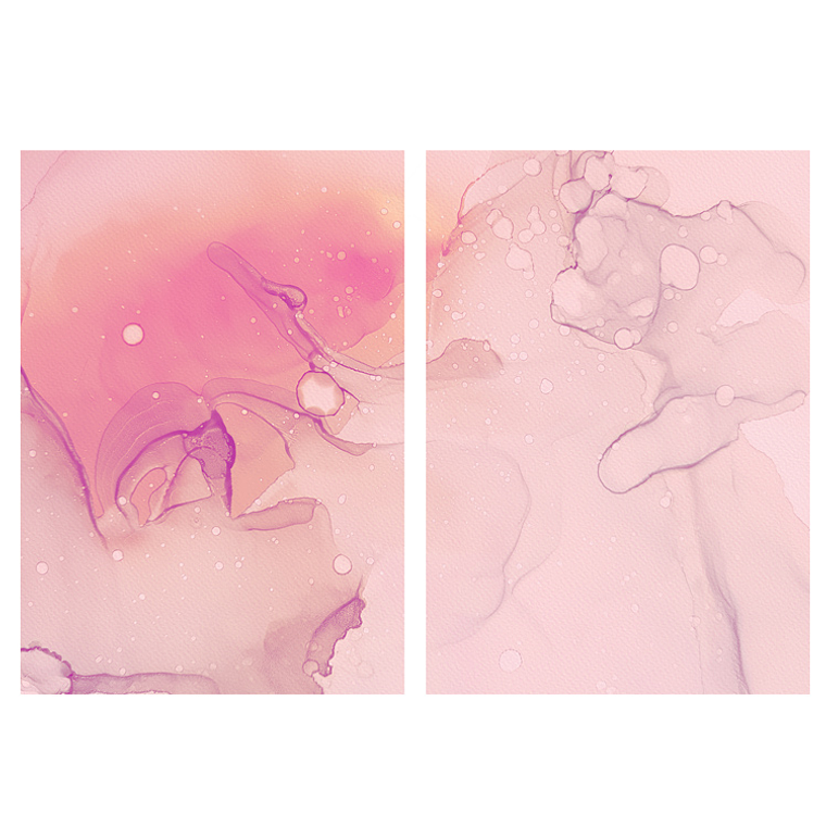 Quadro Decorativo Abstrato Rosa Delicado Kit com 2 Quadros 2