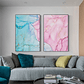 Quadro Decorativo Abstrato Rosa e Azul Light Kit com 2 Quadros - Thumbnail 1