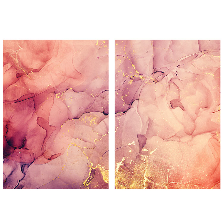 Quadro Decorativo Abstrato Tons Rosa Kit com 2 Quadros 2