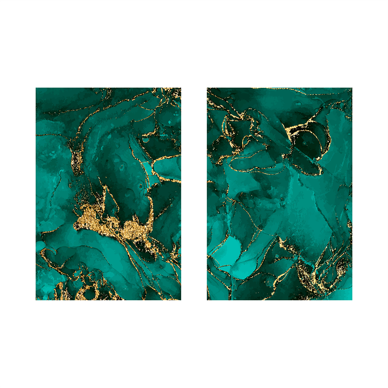 Quadro Decorativo Abstrato Tons Verde Kit com 2 Quadros 2
