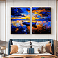 Quadro Decorativo Abstrato Barco Impacto Azul Kit com 2 Quadros - Thumbnail 1