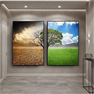 Quadro Decorativo Árvore Bem e Mal Kit com 2 Quadros