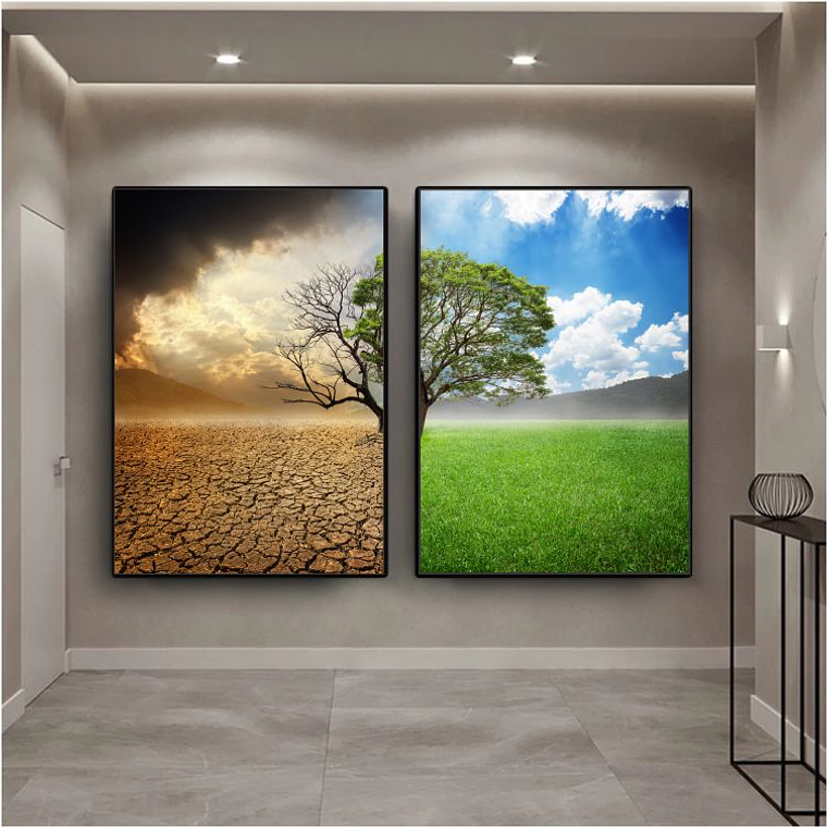 Quadro Decorativo Árvore Bem e Mal Kit com 2 Quadros 1