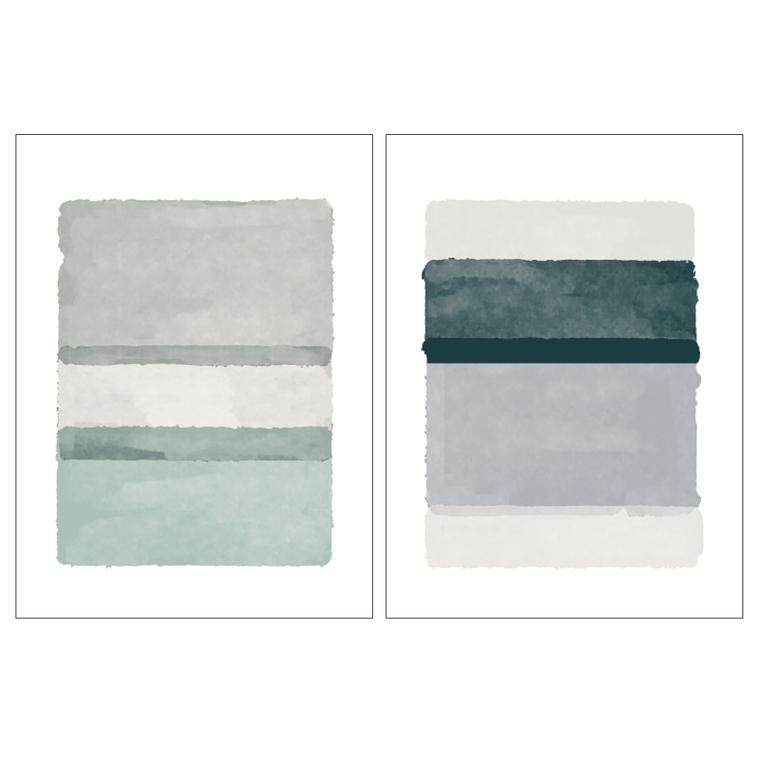 Quadro Decorativo Minimalista Tons Azul e Cinza Kit 2 quadros 2