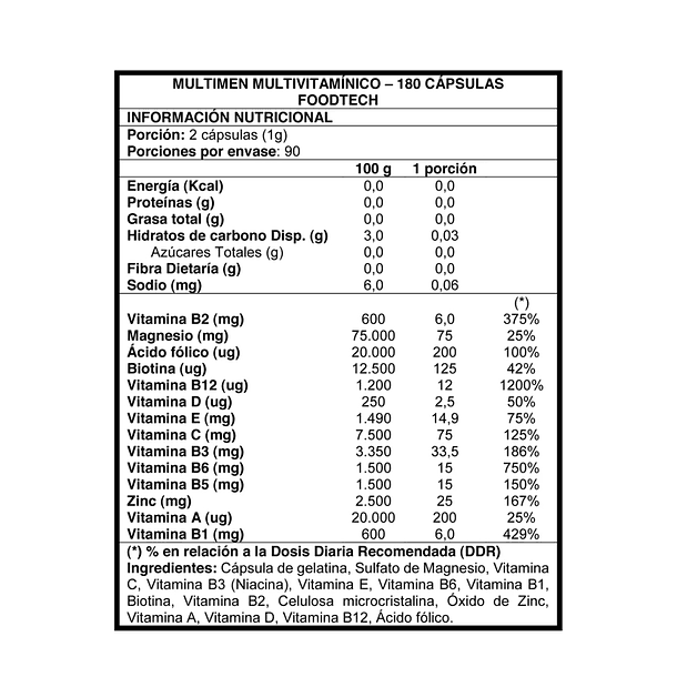 Multi Men Multivitamínico 180 caps - Foodtech