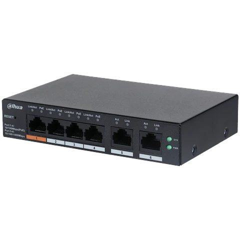 DH-CS4006-4ET-60. SWITCH POE DAHUA CLOUD. 4 PUERTOS POE. 2 PUERTOS NO POE.