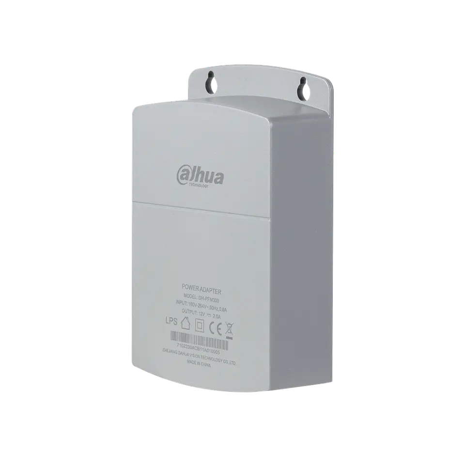 DH-PFM300. Adapatador de corriente 12V 2A Dahua water-proof de facil instalación. 1