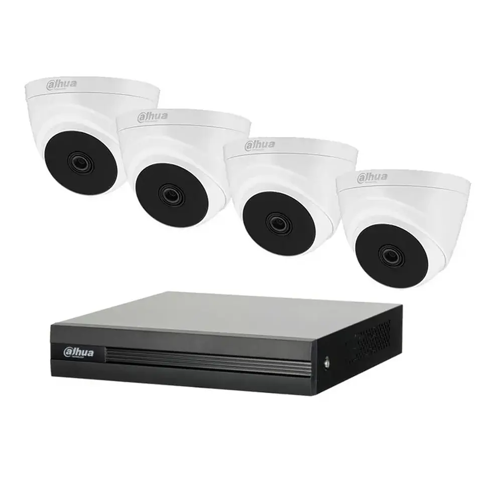 DH-KIT/XVR1B04-I-1T/4-T1A21N-0360B. Kit 4 Camaras Dahua XVR 4 Domo 2MP lente 3.6mm Disco 1Tb 1