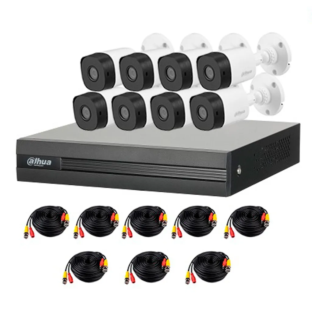 Spn-KIT/XVR1B08-I-1T/8-B1A21N-0280B. Kit XVR Dahua 8 canales con cámaras 2mp lente 2.8mm incluye di 1