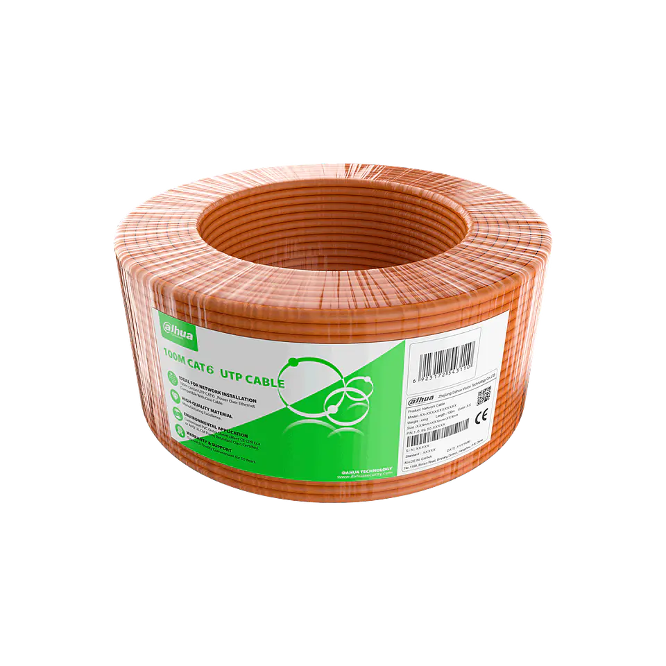 DH-PFM922I-6UN-C-100-orange-L. ROLLO DE CABLE 100MTS. CAT6 ALEACION DAHUA. 23AWG. 1