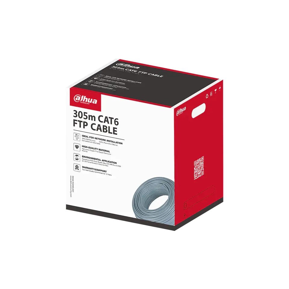 DH-PFM920I-6F-C. CAJA CABLE 305MTS. CABLE FTP CAT6 DAHUA. 100% COBRE. 1
