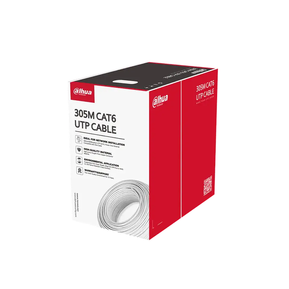DH-PFM920I-6UN-C. Cable UTP Categoría 6 Dahua Color Blanco Unifilar Caja 305 metros 100% Cobre 1