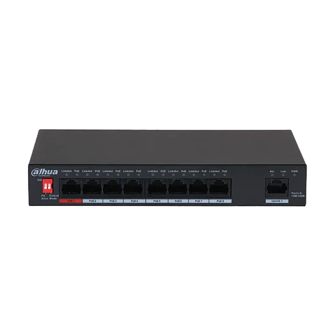 DH-PFS3009-8ET-96-V2. Switch Poe Dahua 8 Puertos 10/100 + 1 Uplink 96w No Admin