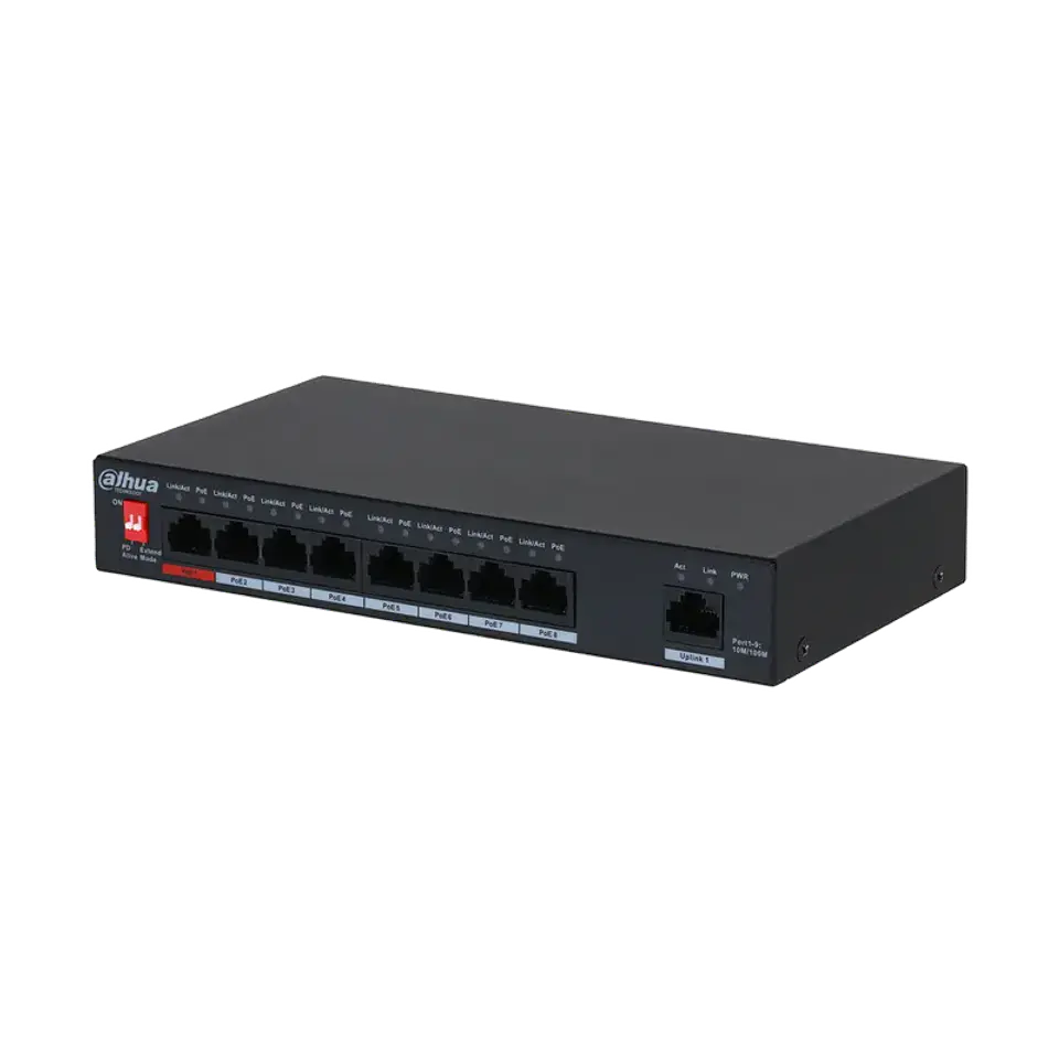 DH-PFS3009-8ET-96-V2. Switch Poe Dahua 8 Puertos 10/100 + 1 Uplink 96w No Admin 2