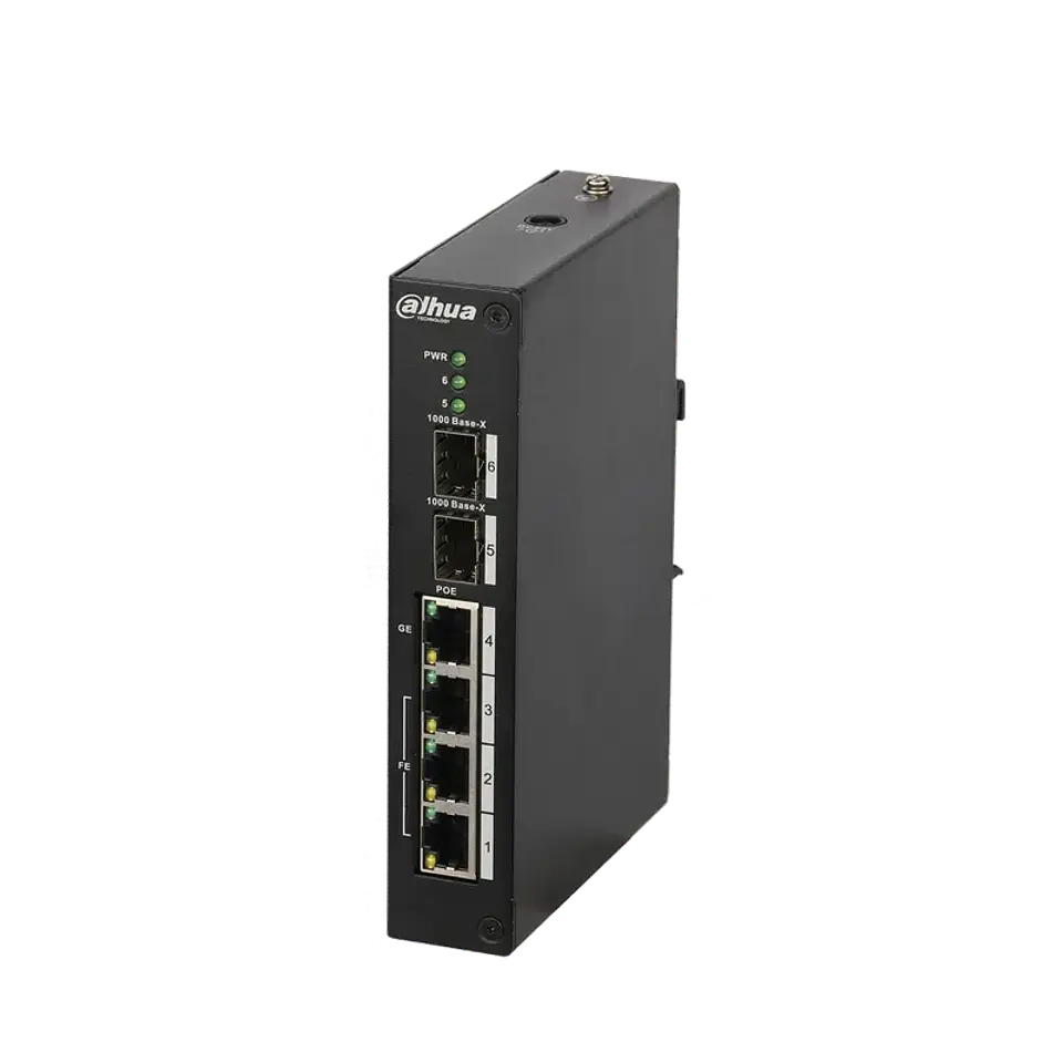 DH-PFS3206-4P-96. Switch Poe Industrial 4 Puertas Dahua No Admin 3x100Mbps 1x1Gbps 2xSFP 1
