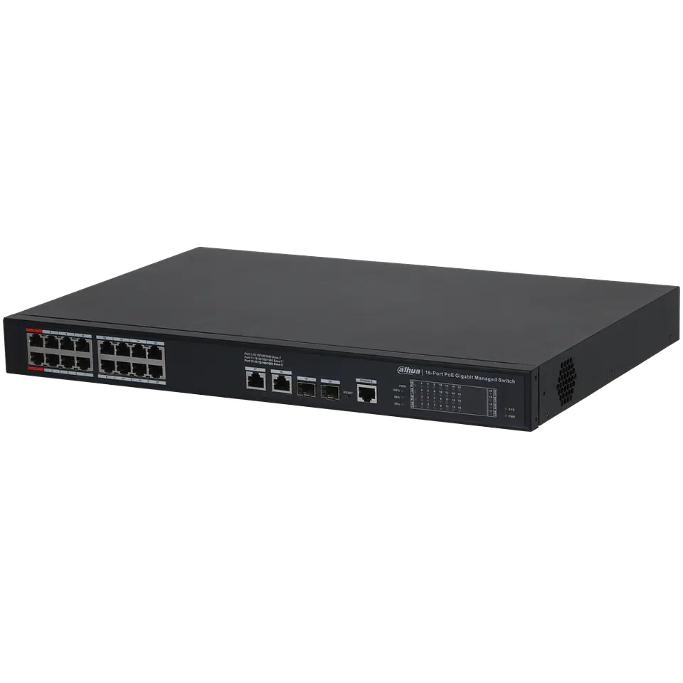 DH-S4220-16GT-190. Switch Dahua 16 puertos PoE Gigaethernet 2 Puertos Gigaethernet 2 puertos SFP 1Gb 1