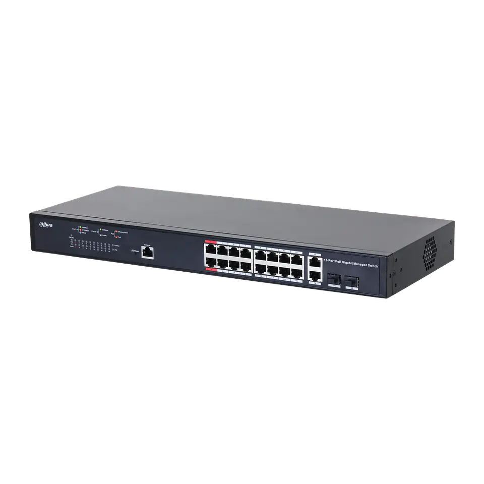 DH-PFS4218-16GT-130. Switch administrable de 16 Puertos PoE Gigabits 2 puertos SFP combos 130W 1 pue 1