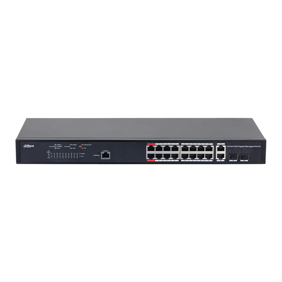 DH-PFS4218-16GT-130. Switch administrable de 16 Puertos PoE Gigabits 2 puertos SFP combos 130W 1 pue 2