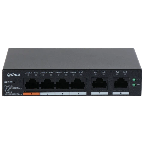 DH-CS4006-4GT-60. Switch Cloud Dahua 6 puertas Gigabit 4xPoe 2 Uplink