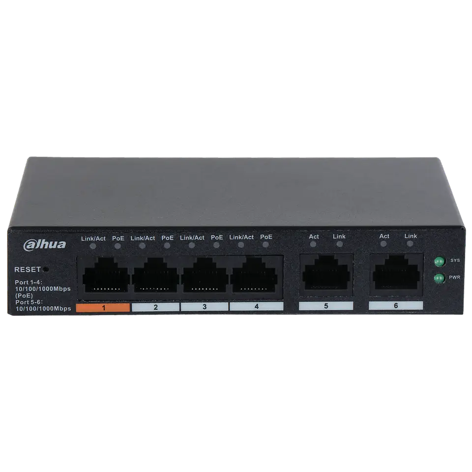 DH-CS4006-4GT-60. Switch Cloud Dahua 6 puertas Gigabit 4xPoe 2 Uplink 1