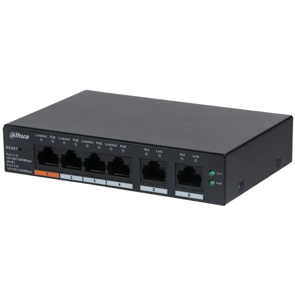 DH-CS4006-4GT-60. Switch Cloud Dahua 6 puertas Gigabit 4xPoe 2 Uplink 2