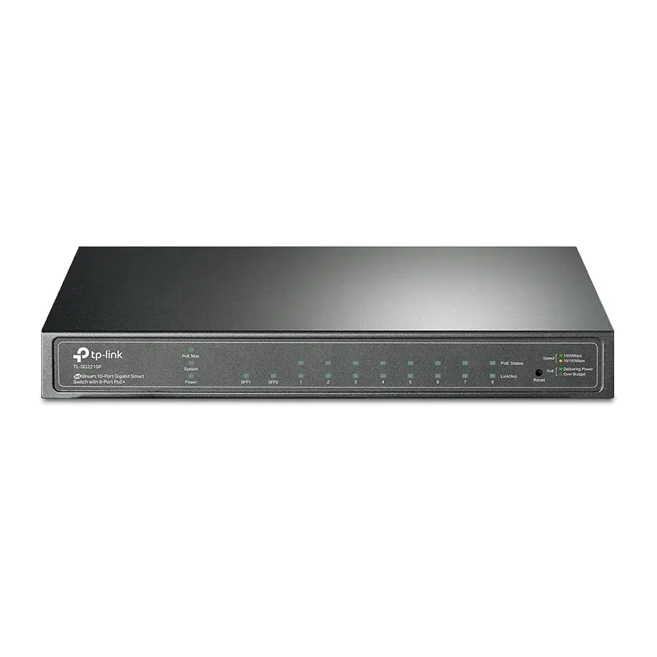 TL-SG2210P. Switch Poe 8 Bocas Giga TP-LINK  2 SFP 53W Smart 1