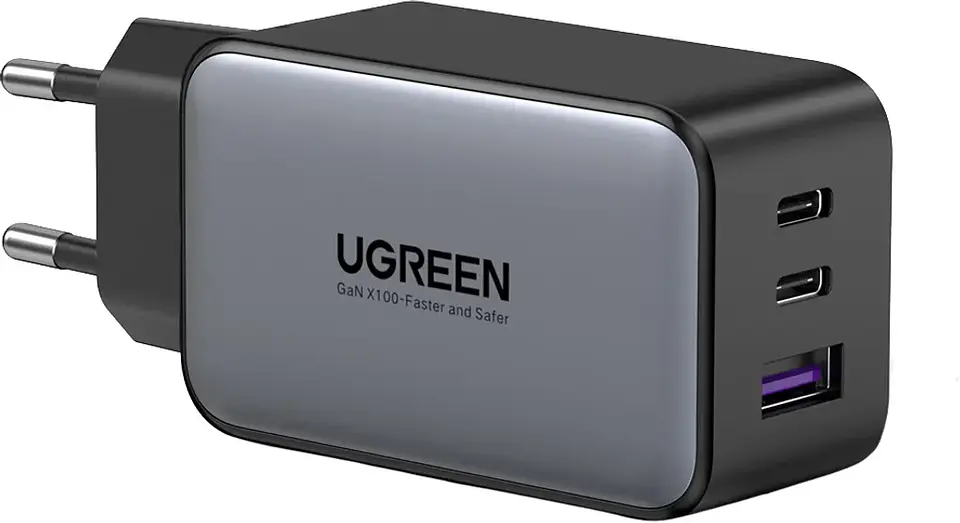 CD244. Cargador Rapido UGREEN 65W GaN Tech. 2 puertos USB-C. 1 puertos USB-A 2