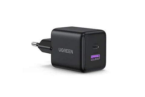X516. Cargador rápido 30W Ugreen 2 puertos. 1P USB-C y 1P USB-A 30W. Negro