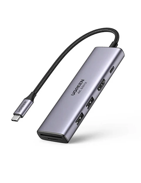 CM195. Hub Multipuerto UGREEN USB-C. Entradas 2*USB 3.0 A+USB-C+HDMI 4K+SD/TF+PD