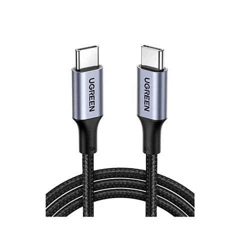 US316(1M). Cable USB-C a USB-C Ugreen para carga rápida de 1Mt. PD 5A. Aluminio Trensado. Color Negro
