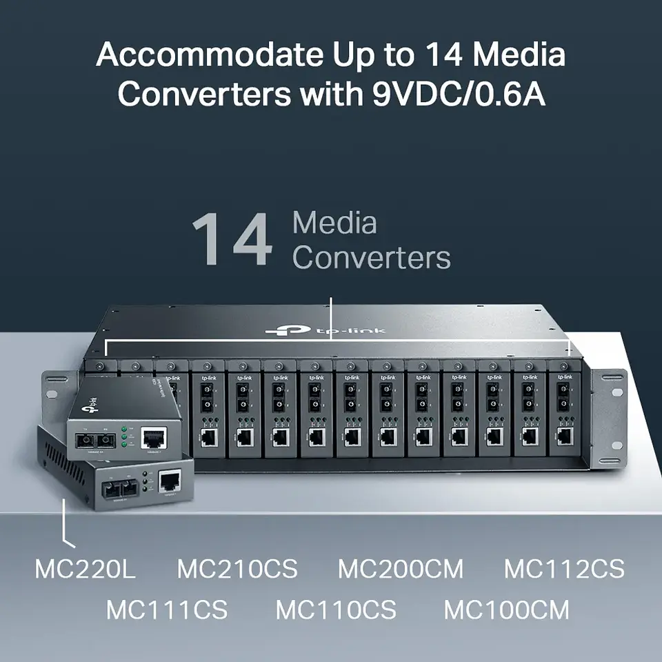 TL-MC1400. TP-LINK CHASIS PARA MONTAJE EN RACK DE 14 BAHIAS CONVERTIDORES MCXXXX 2
