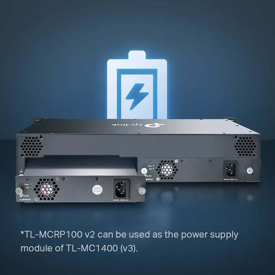 TL-MC1400. TP-LINK CHASIS PARA MONTAJE EN RACK DE 14 BAHIAS CONVERTIDORES MCXXXX 1